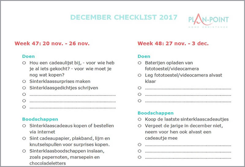 December checklist – gratis printversie