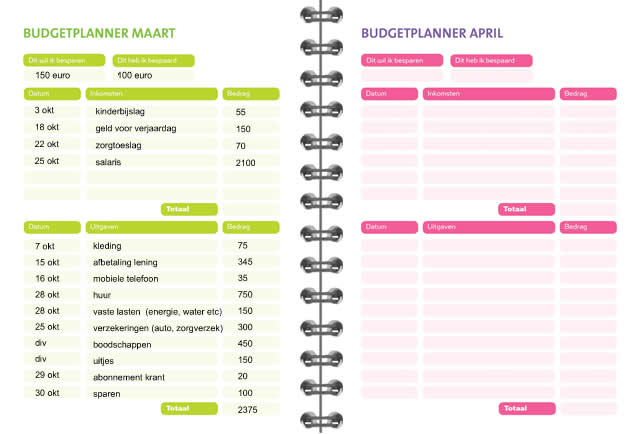 de organizing agenda 2020 budgetplanner