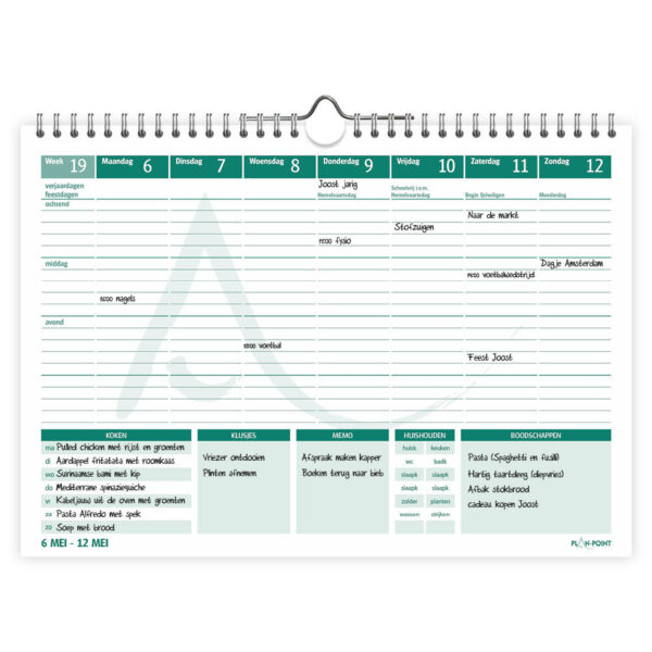 PlanPoint Homeplanner_weekplanner ingevuld